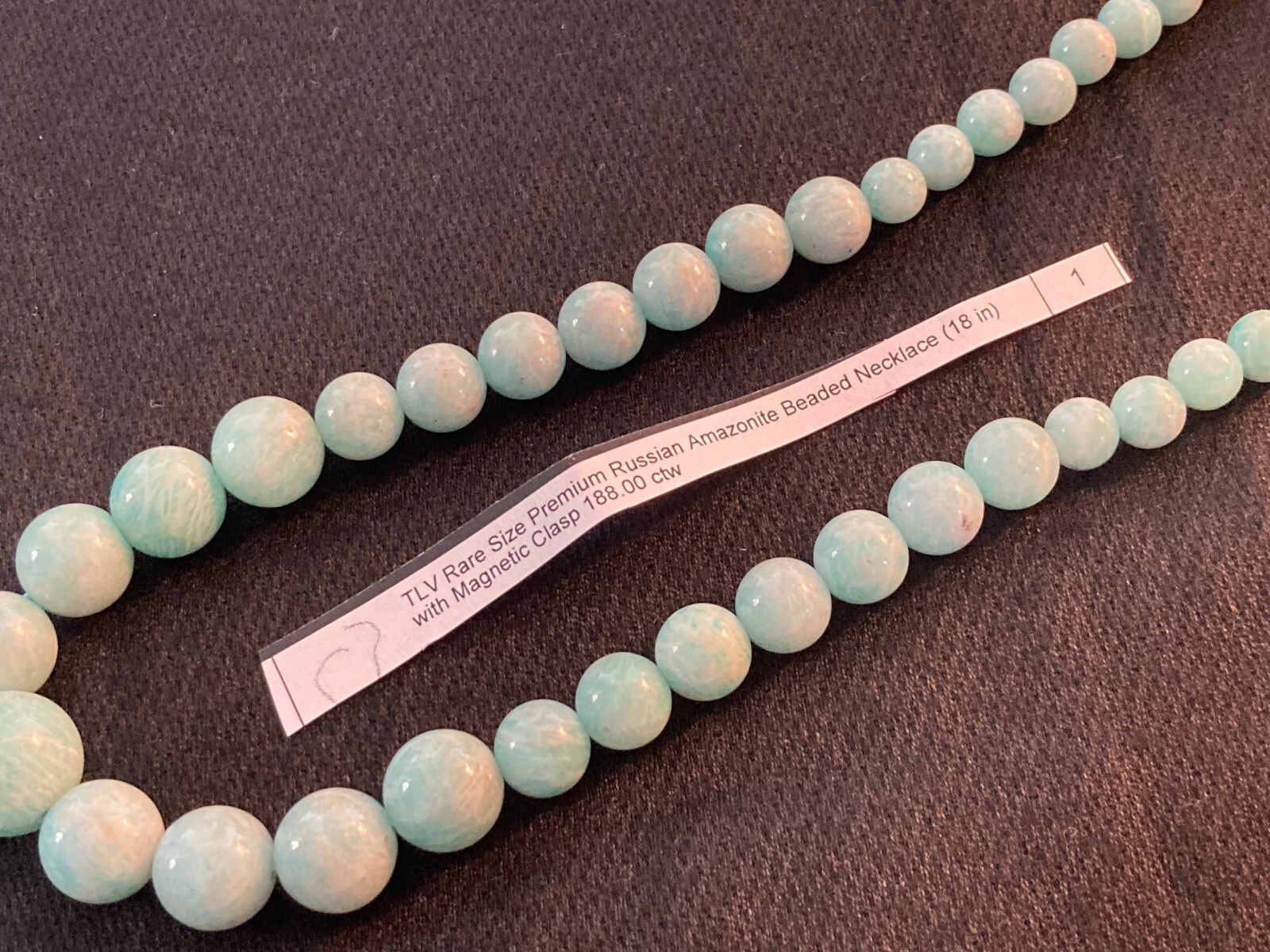 18″ Russian Amazonite Beaded Necklace .925 Sterling Silver Magnetic Clasp 188ctw