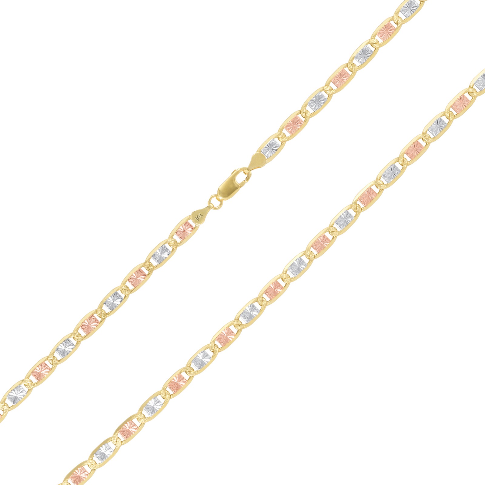 10K Tri Color Gold 1.5mm-5mm Valentino Mariner Anchor Chain Necklace 16″- 26″