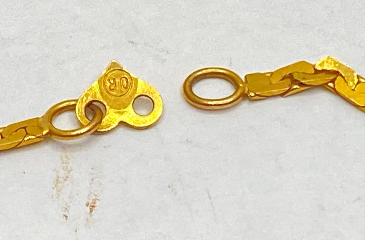 14K Yellow Gold Flat Link Chain Necklace Italy OroAmerica 17.5″ 4.6g