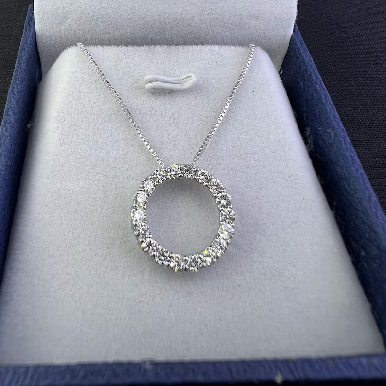 14k White Gold Women Gift Lab Grown/CVD Diamond GDGL Certified Pendant Necklace