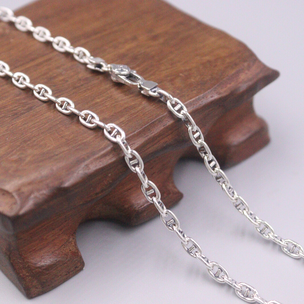 Real 925 Sterling Silver Necklace Men Women 3.5mm Anchor Chain Link 24inch L
