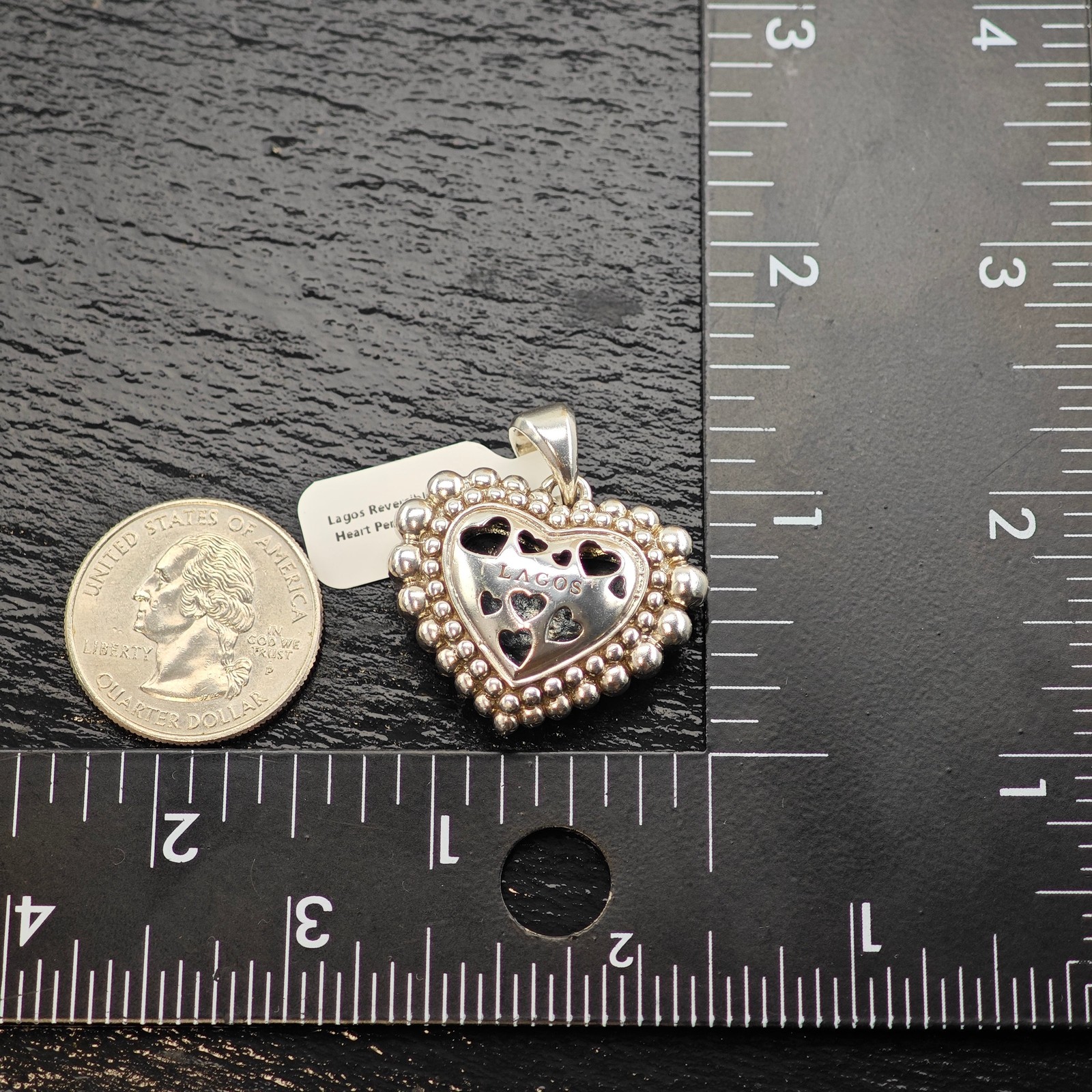 Lagos Reversible Bubble Heart Pendant Sterling Silver