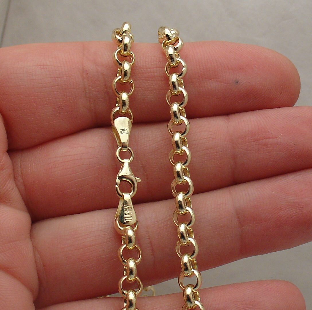 5.3mm Rolo Chain Necklace Real 14K Yellow Gold 16″ 18″, 20″, 22″, 24″ 26″ 28″ 30