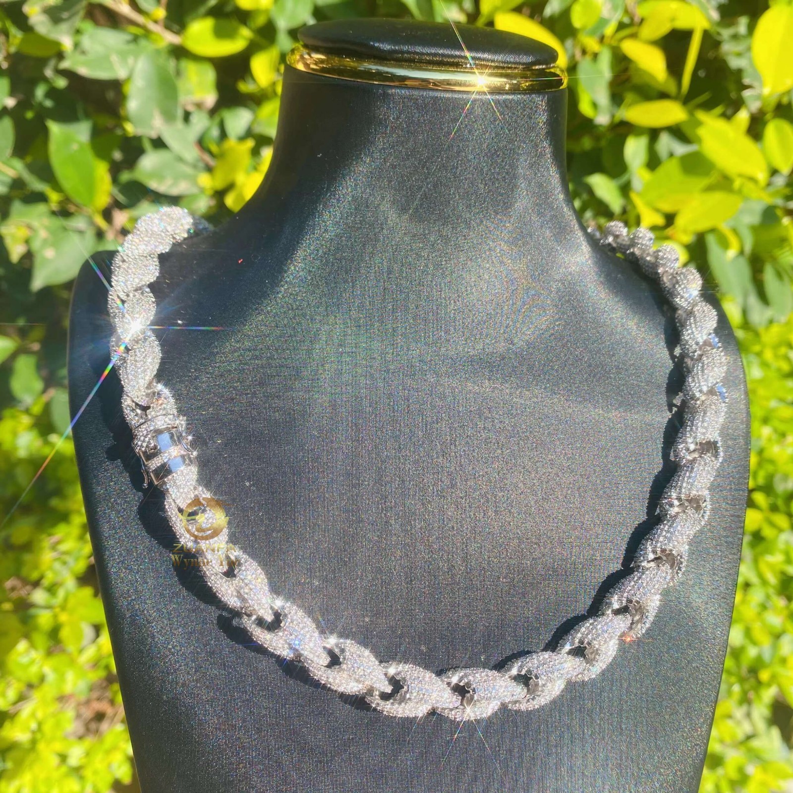 925 Sterling Silver Moissanite Rope Chain Necklace VVS Gift Unisex