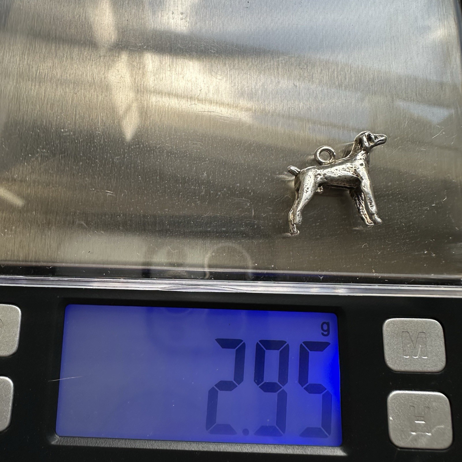 German Shorthaired Pointer Dog Charm Pendant 3D Figural Sterling Silver Hunting