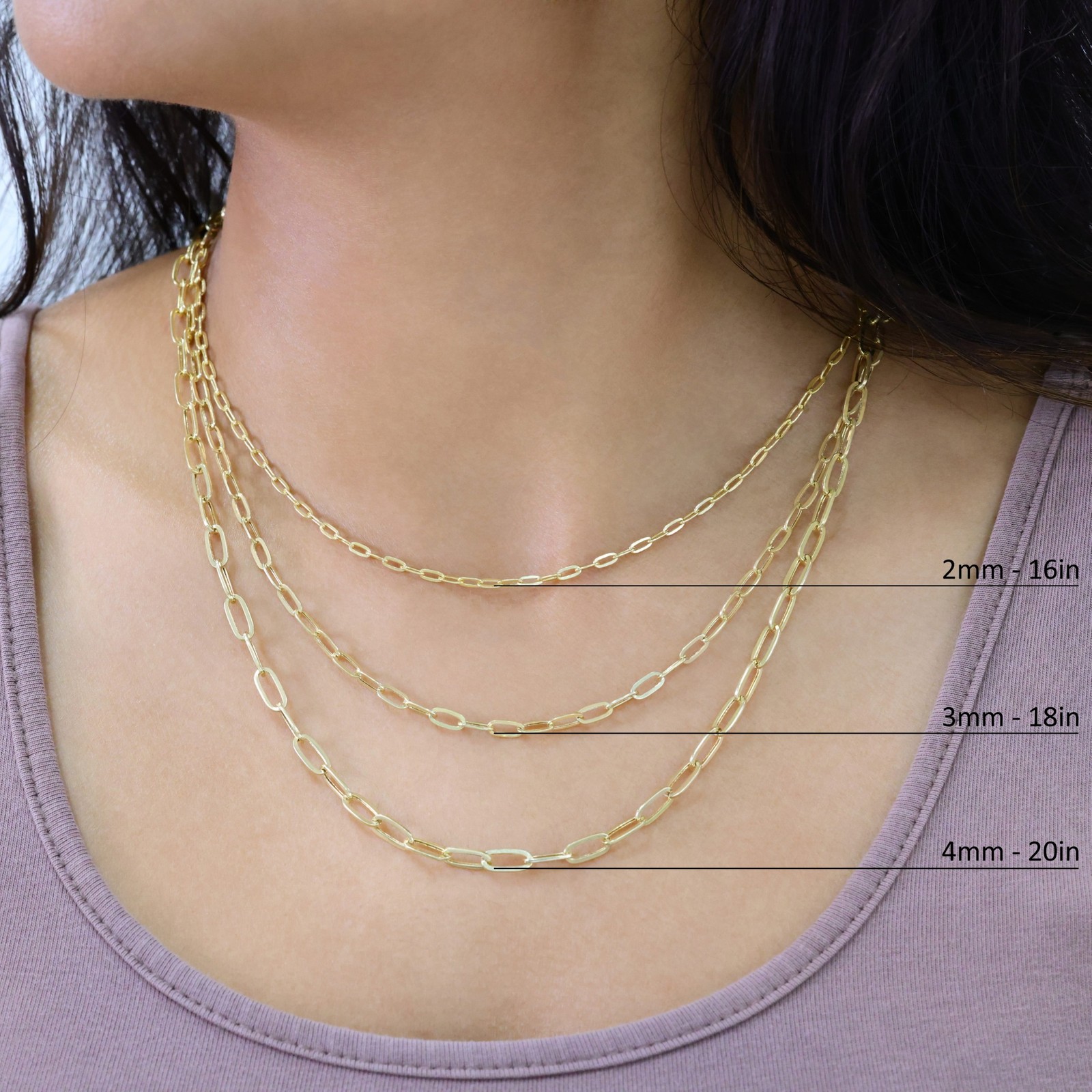 10k Yellow Gold Paperclip 2mm-7mm Chain Bracelet Necklace Mens Womens 7″-24″