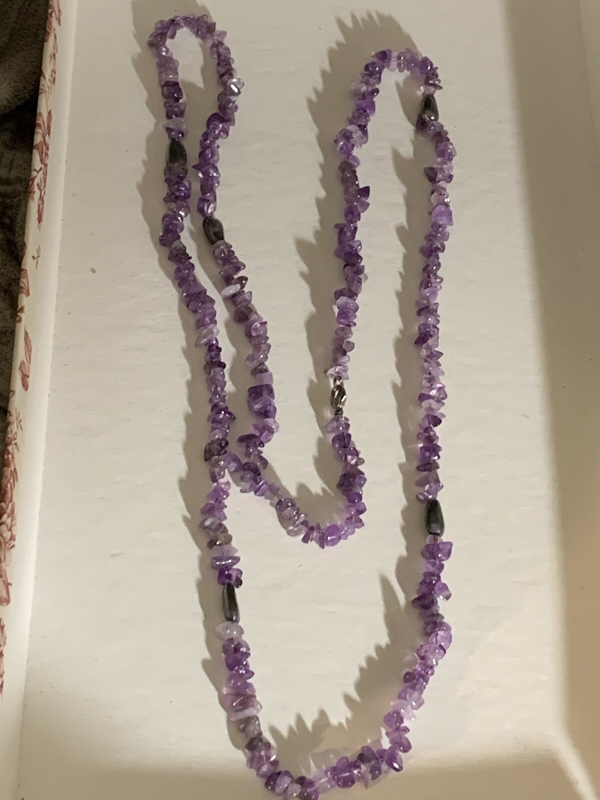 Amethyst Extra Long Sterling Clasp Necklace 36 In