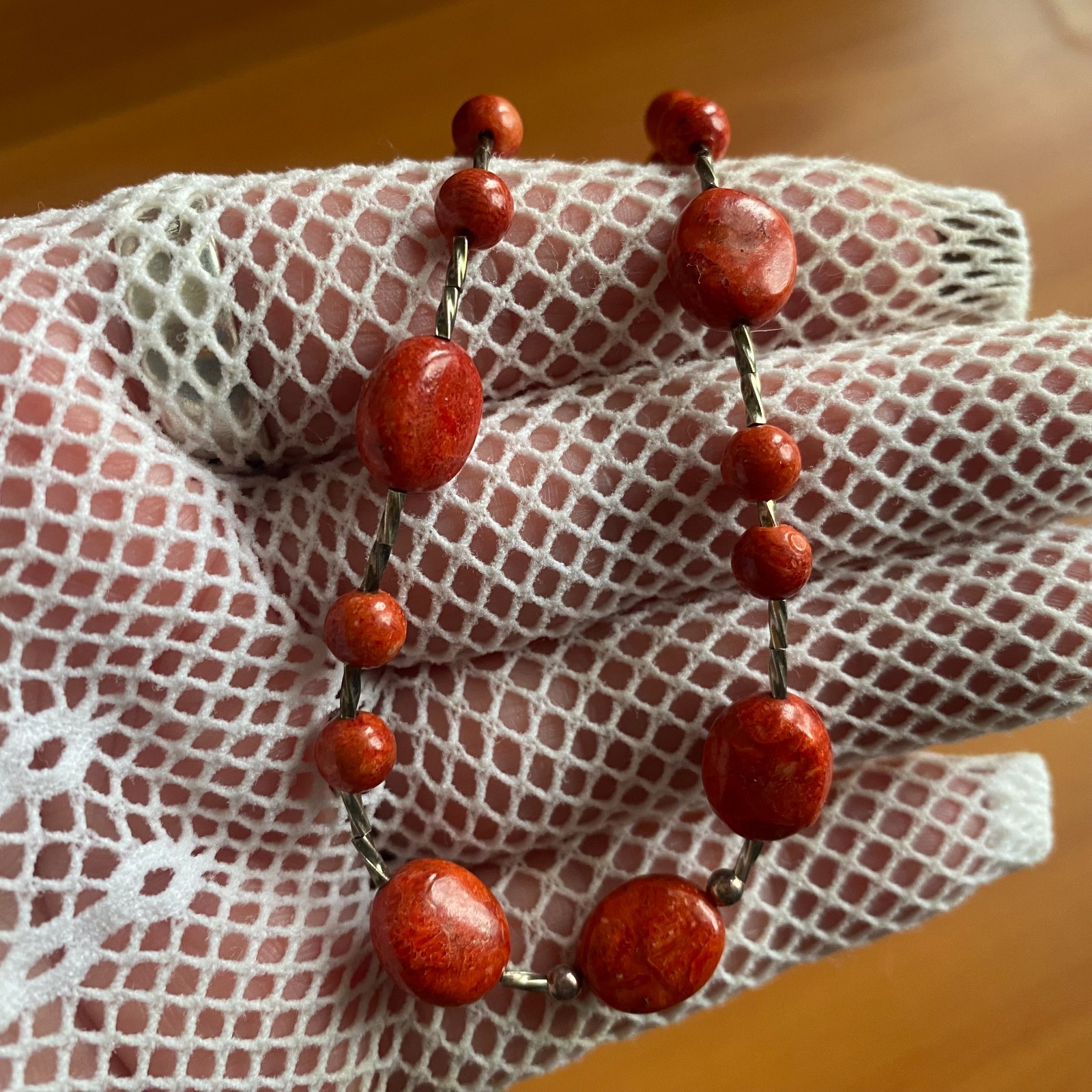 Choker necklace. 925 sterling silver. Plastic inserts with a natural stone imita