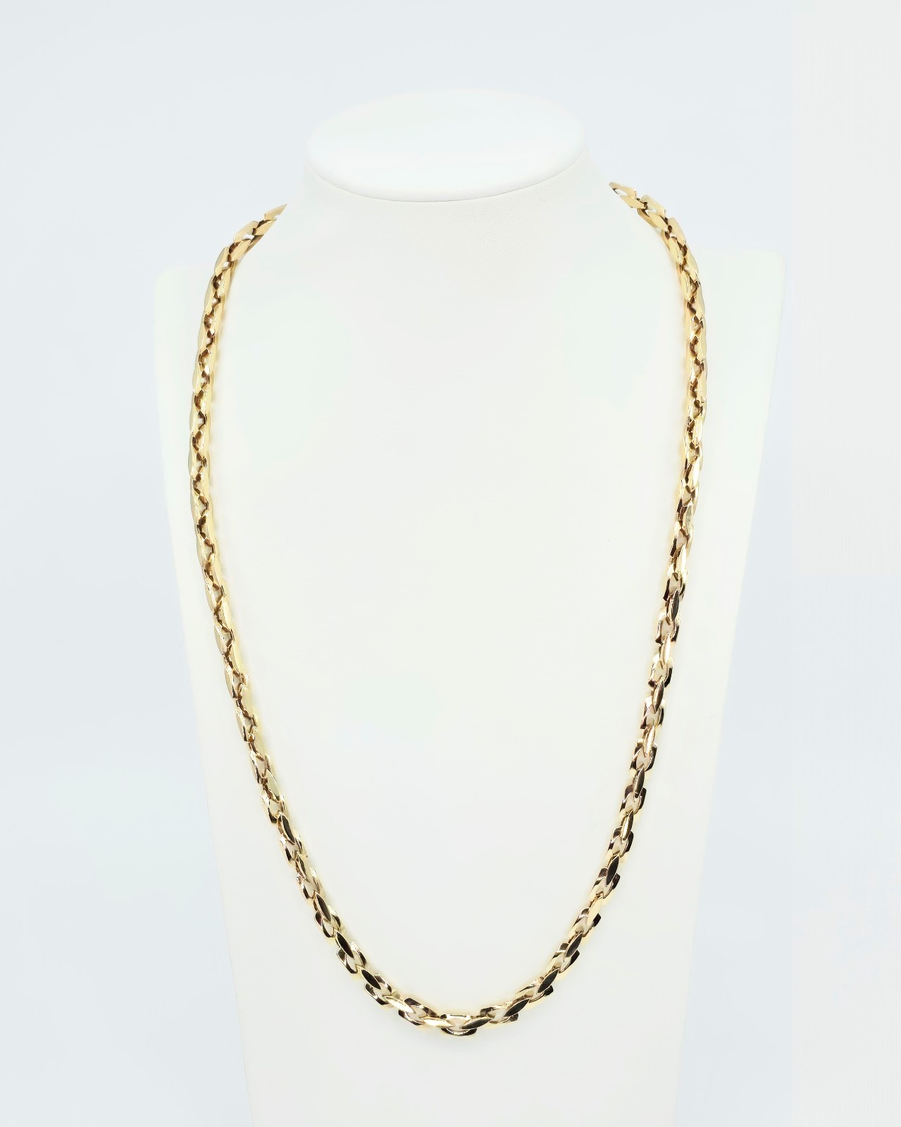 Fancy 14K Karat Solid Yellow Gold Designer Custom Link Chain Necklace – 24″ L
