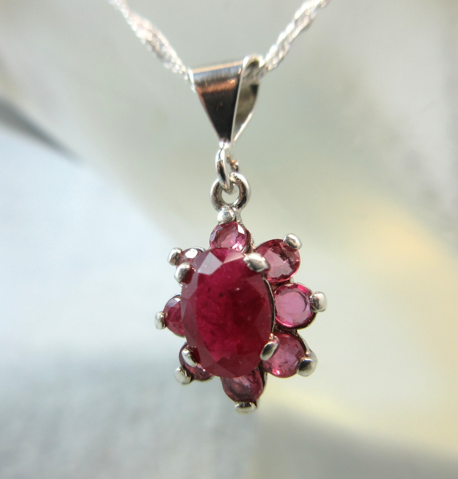 RUBY NECKLACE – Genuine Handmade Rich Red 925 Sterling Silver with Ruby Accents