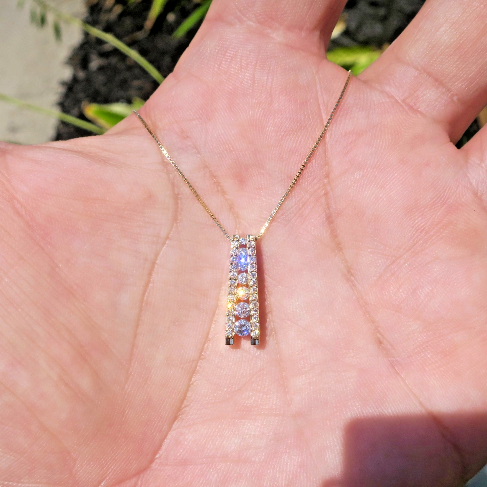 Classic 14k Solid Yellow Gold 1/3ct Natural Diamond Pendant w/ 20 inch Box Chain