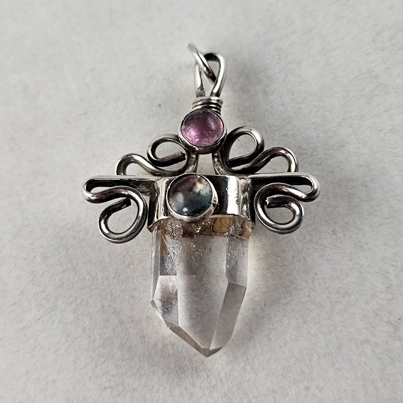 Sterling Silver Clear Crystal Pendant 6.7g [8923]