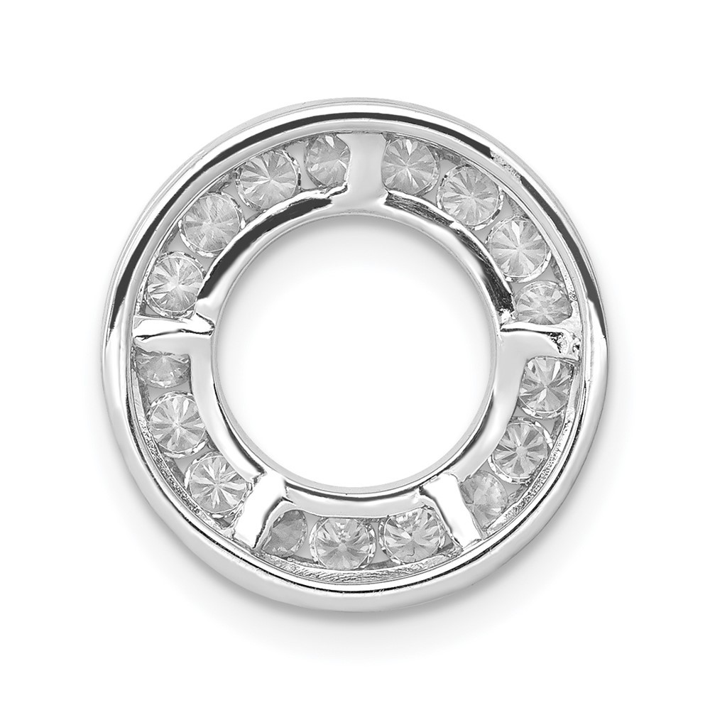 14k White Gold 1/2 Ct Round Cut Diamond Channel Set Circle Chain Slide Pendant