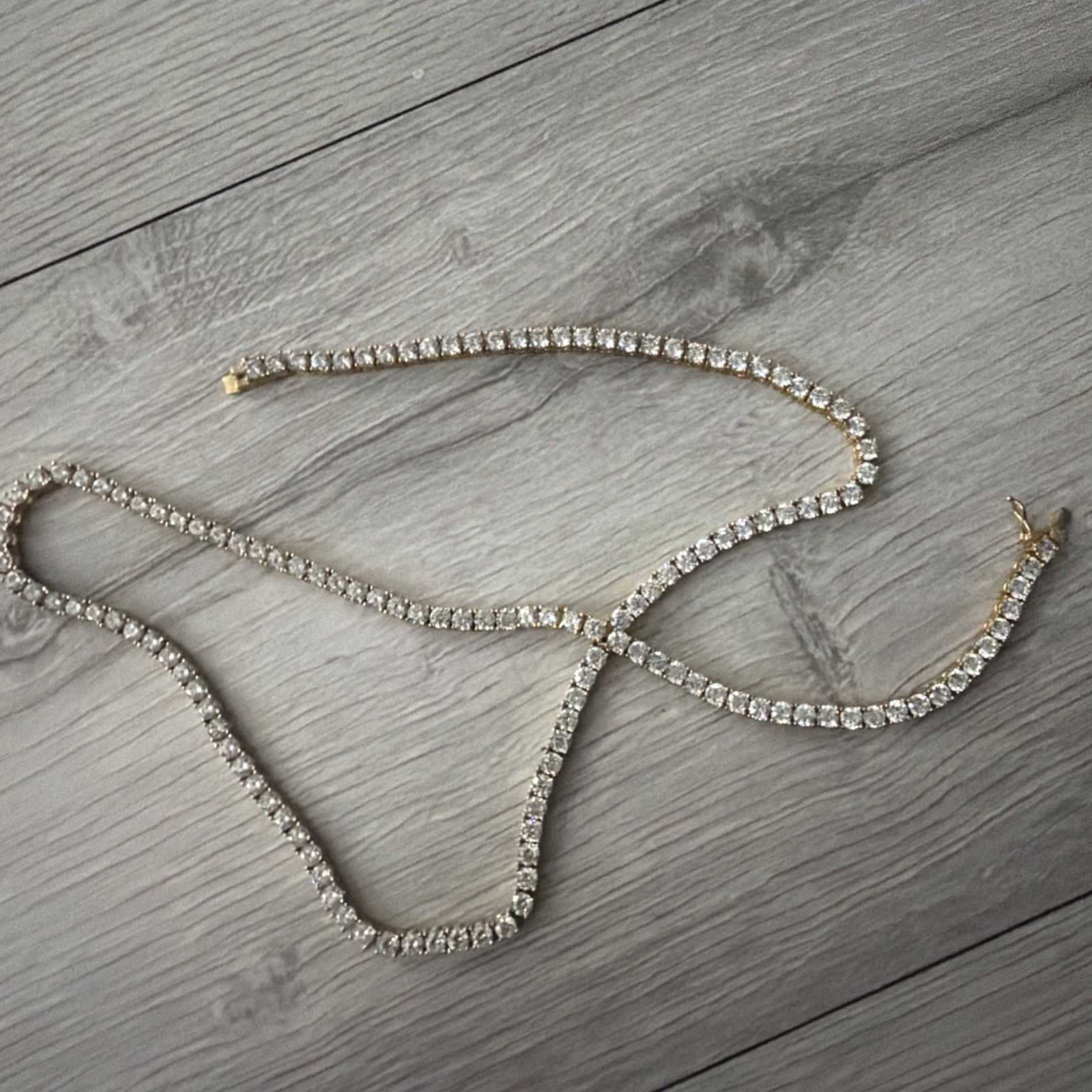 925 silver yellow gold lyer tennis chain necklace