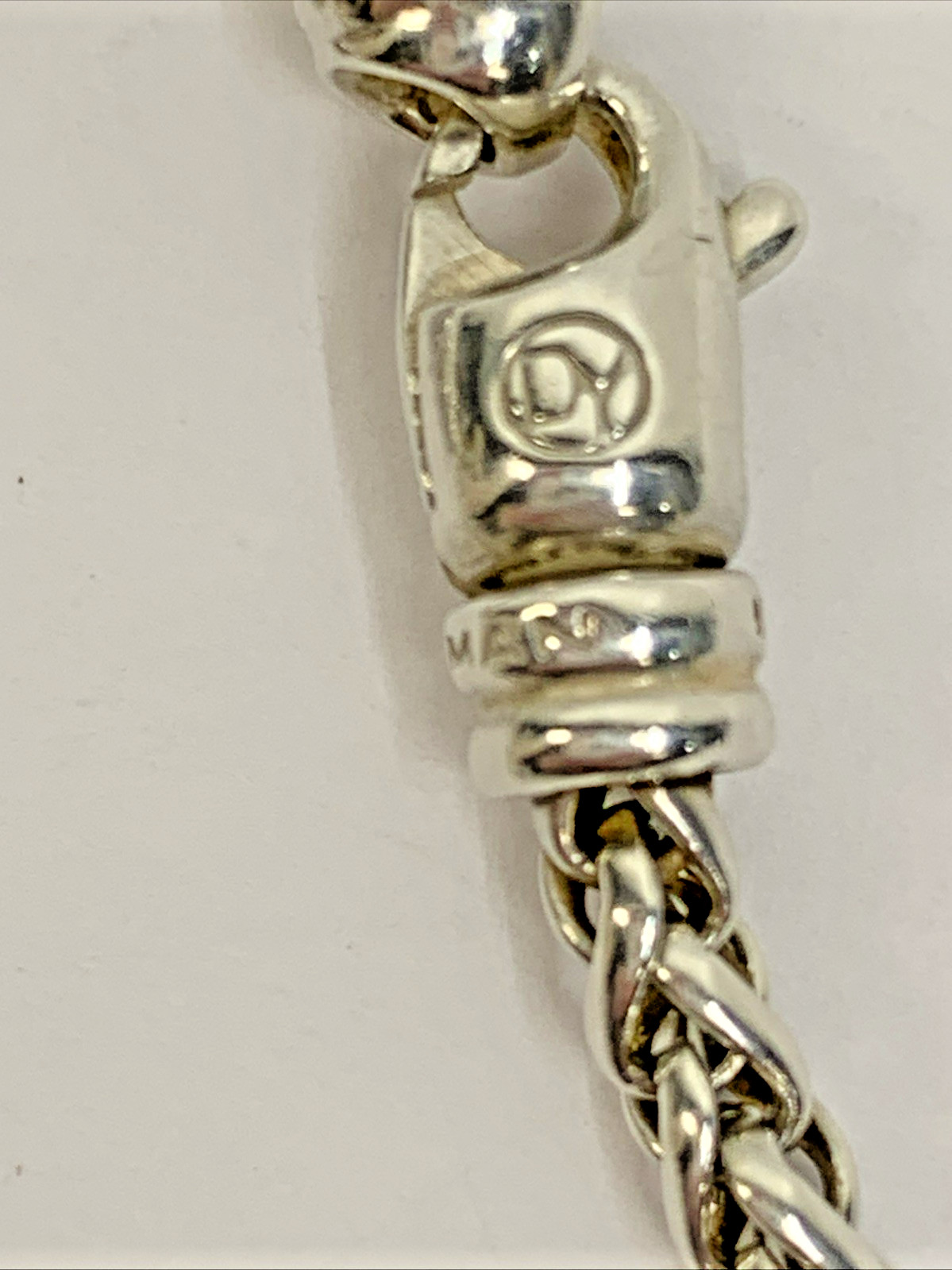 David Yurman Signed 925 Sterling Silver 4mm Wheat Weave Chain Necklace 16″ 23.5g