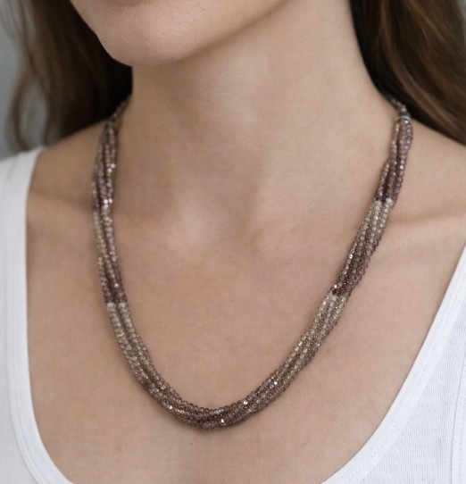 Natural Multi Color Zircon Faceted Rondelle Beads Necklace.