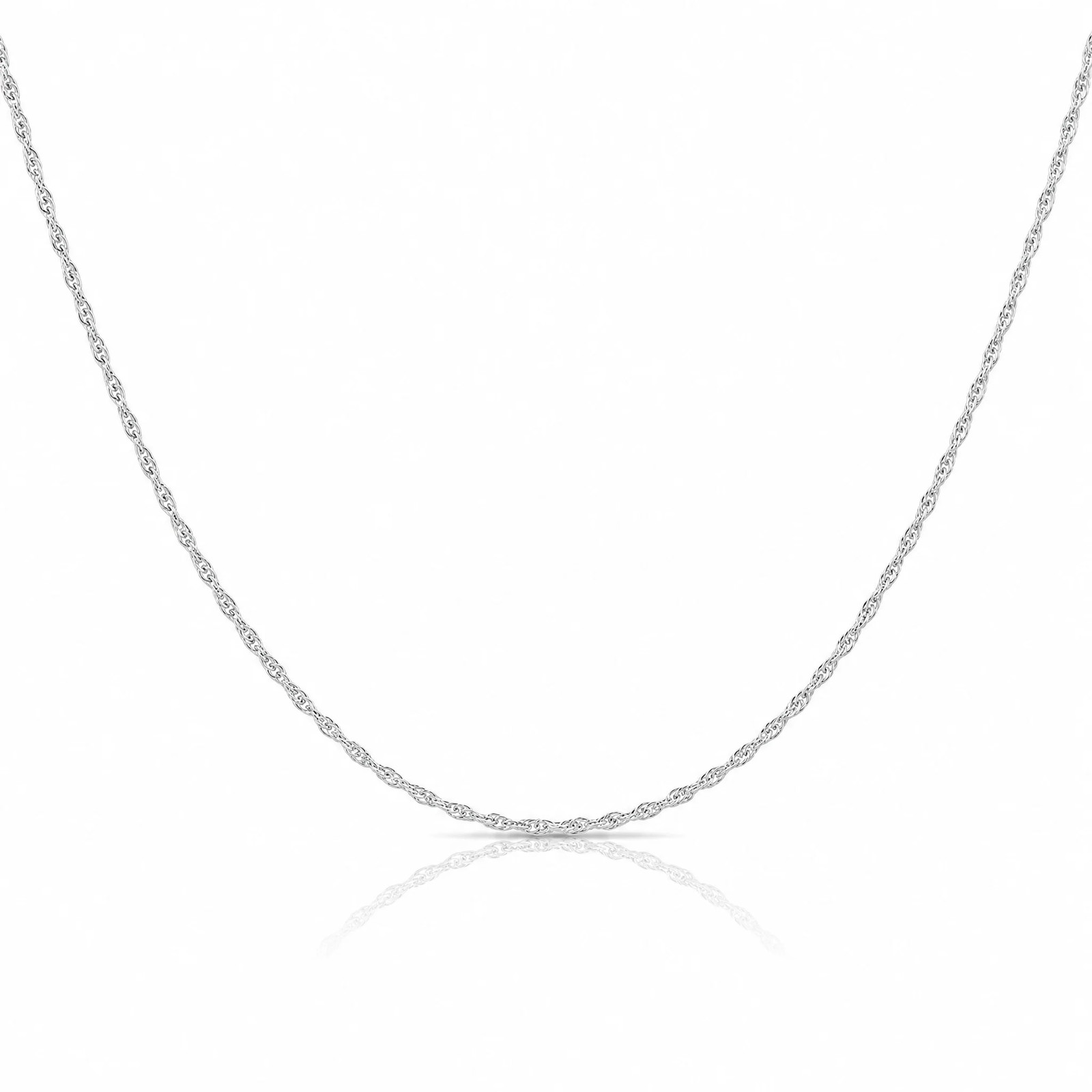 10K White Gold 1.15mm Carded Cable Rope Chain Necklace 16″-24″