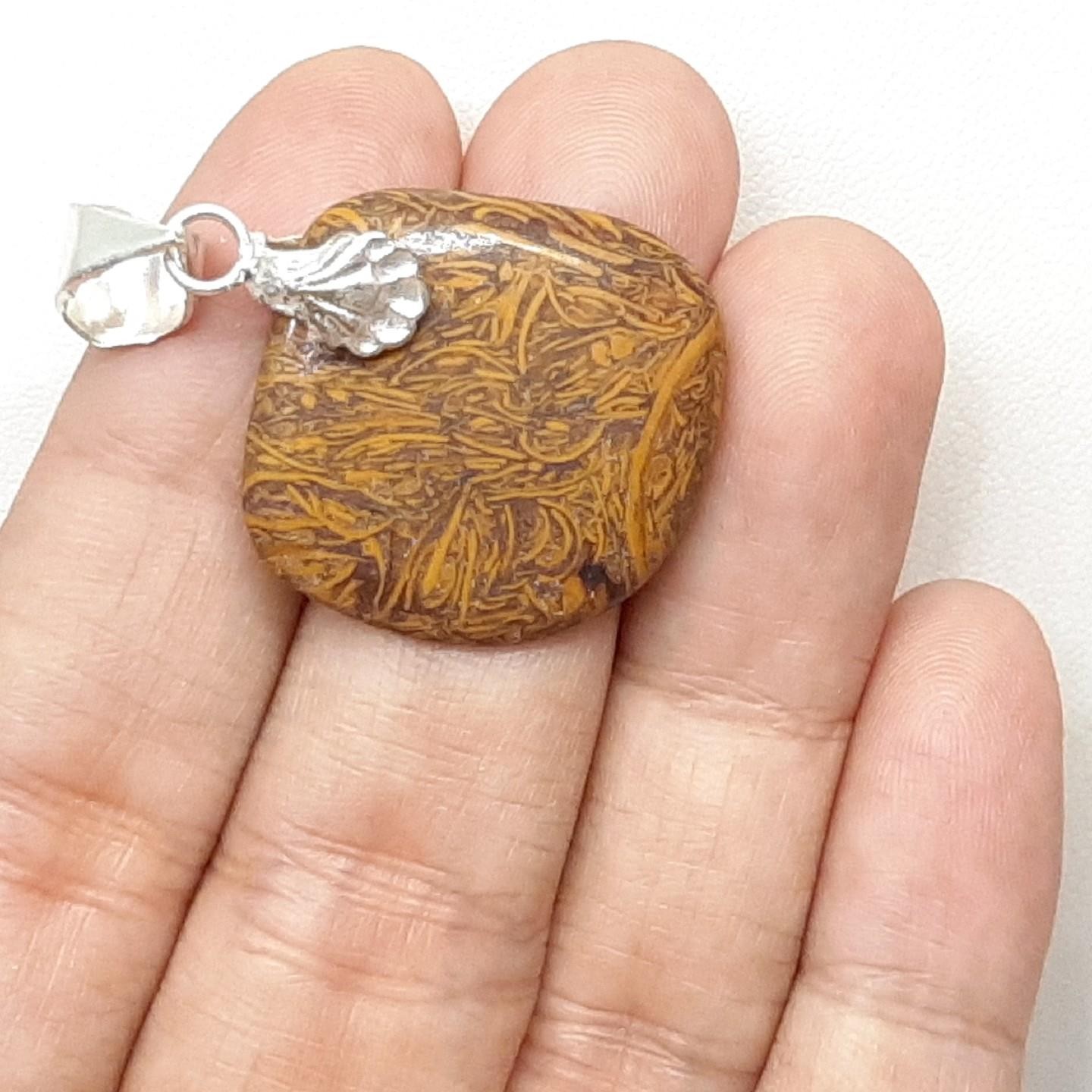 LARGE 15.65ctw Jasper Silver Pendant 5.6g