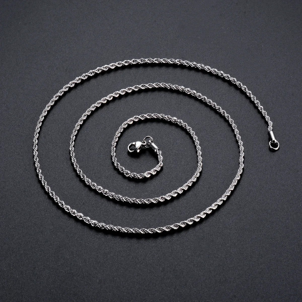 Italian Solid Sterling Silver Rope Link Chain Necklace 925 Silver Chain UNISEX
