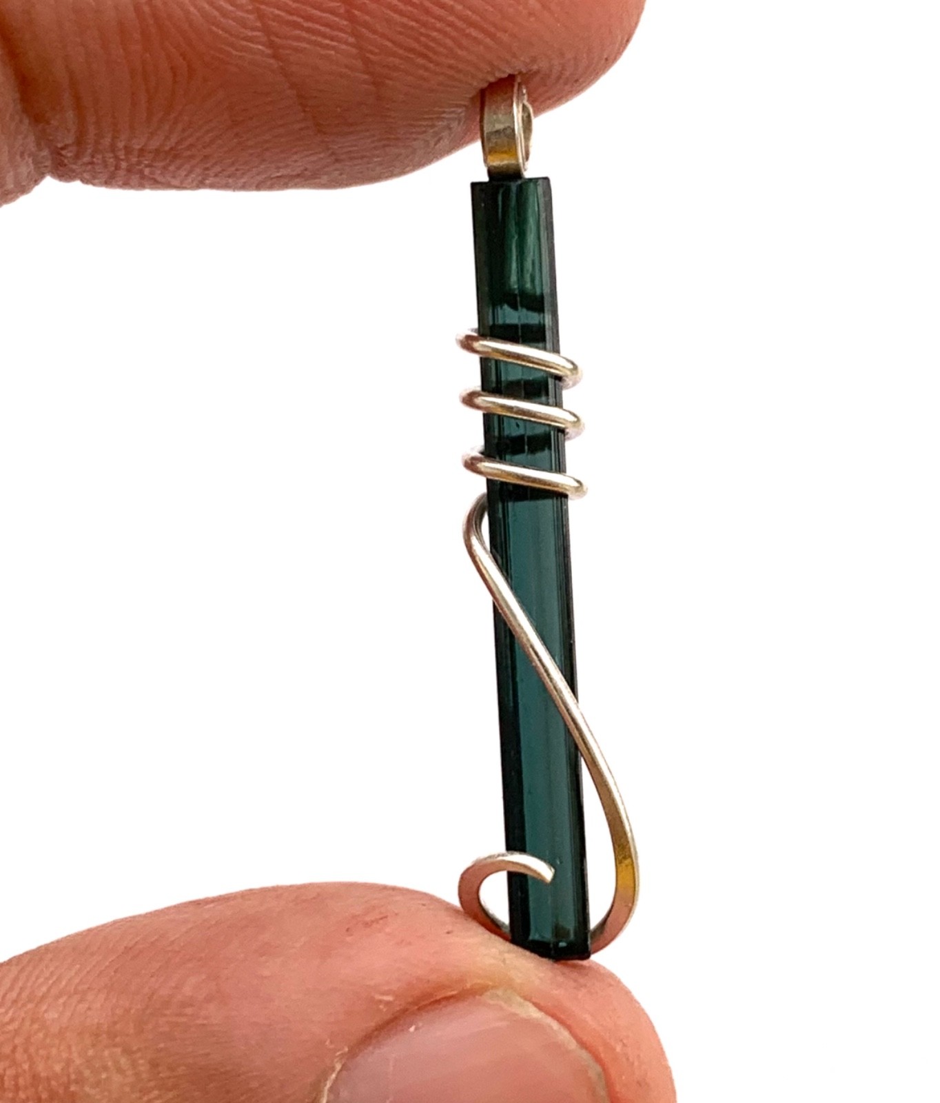 Blue Tourmaline Pendant in Sterling Silver, Afghanistan Indicolite Necklace 7.40