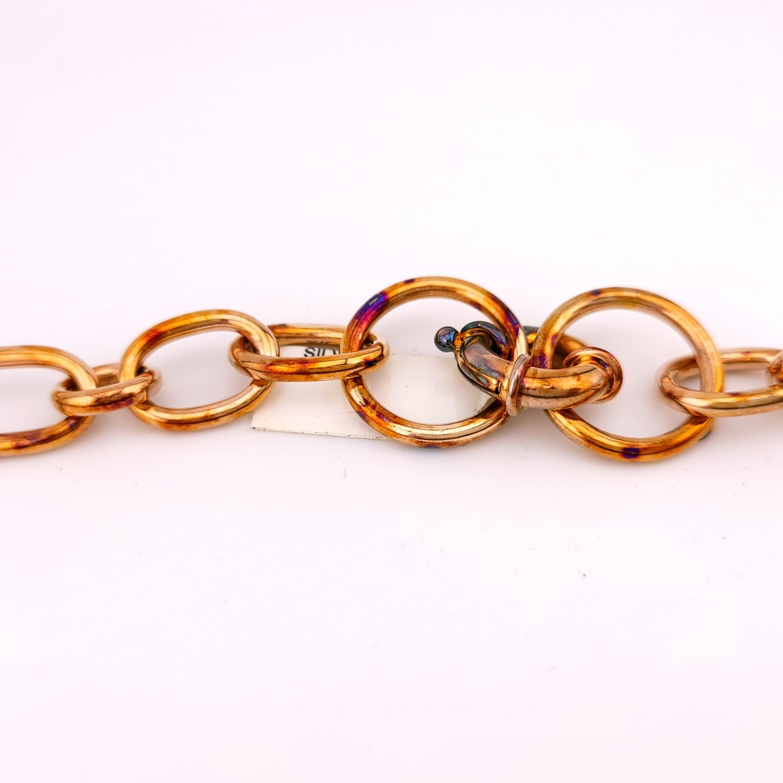 Daniel W. Danwak Sterling Silver Rose Gold Tone Large Chain Link 32″ In Necklace