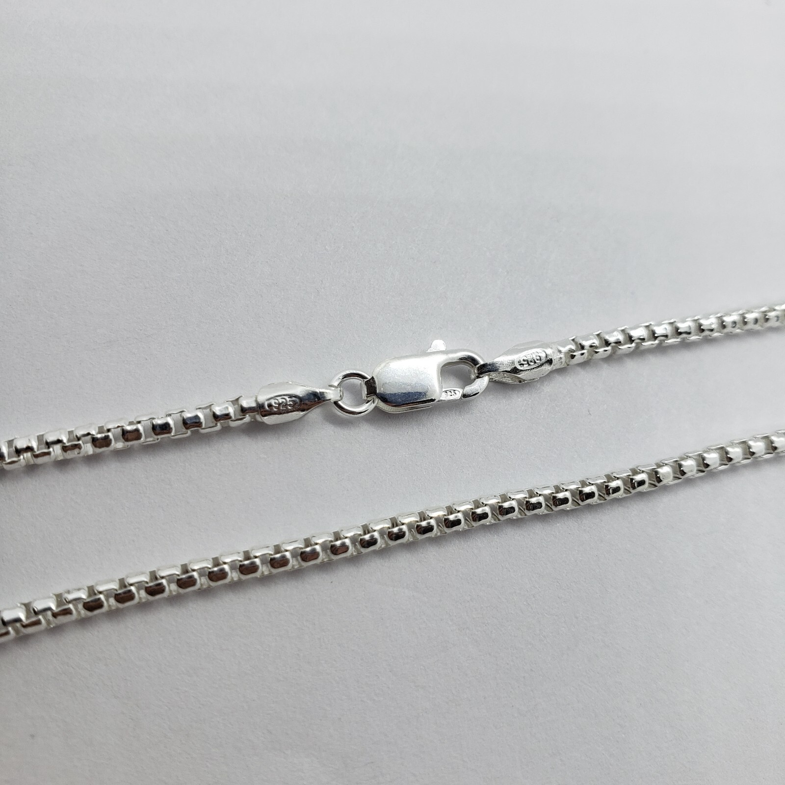 925 Sterling Silver Round Box Chain Necklace High Quality 2mm 16″-30″