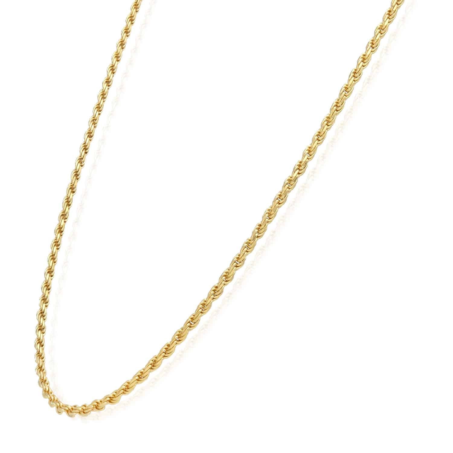 Solid 18K Yellow Gold Over Silver 2mm Rope Chain Necklace 16″-24″