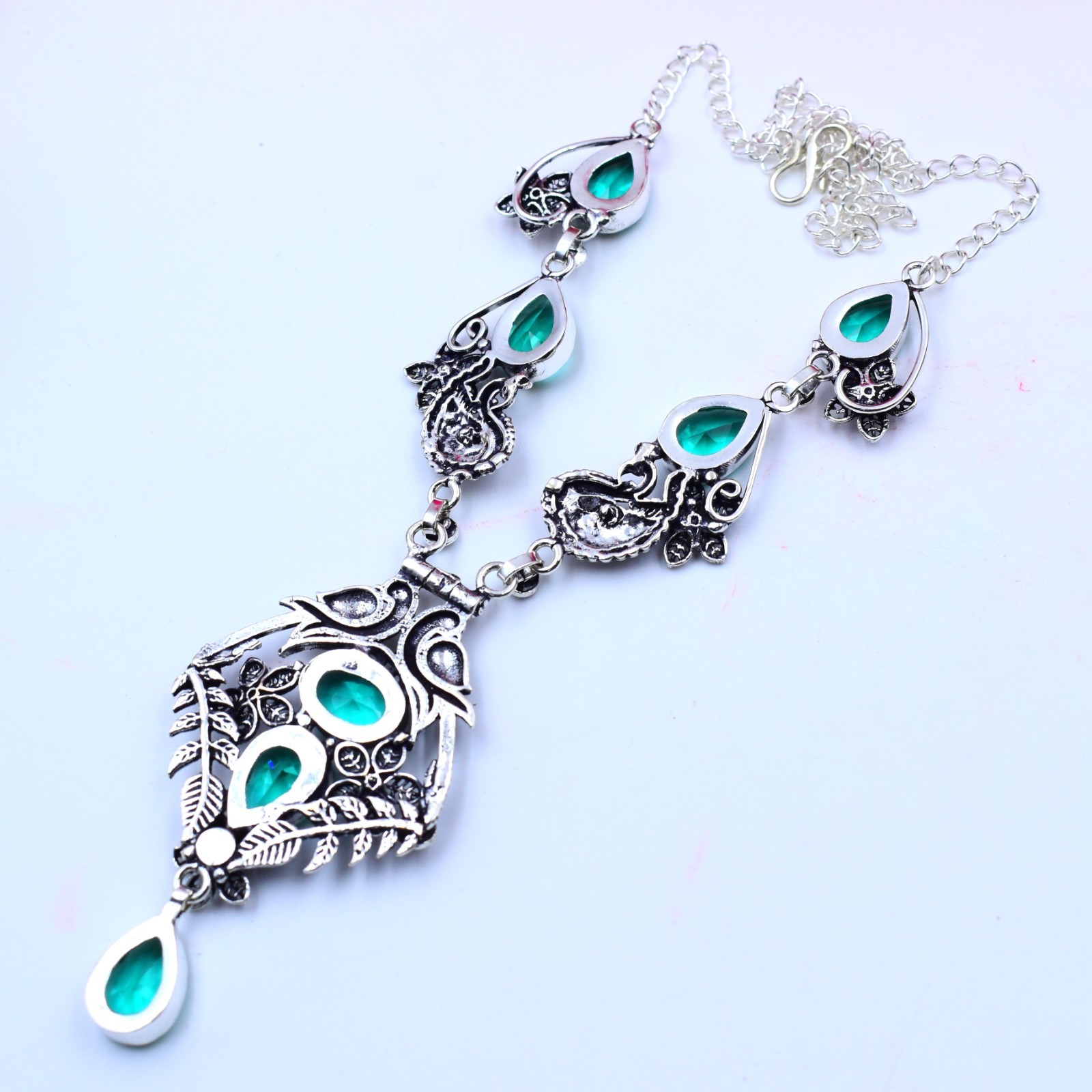 Paraiba Tourmaline Gemstone 925 Sterling Silver Jewelry Necklace Sz-17-18″