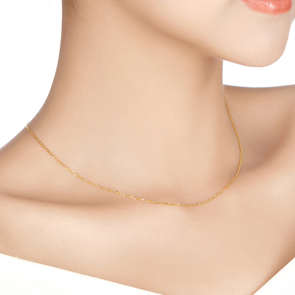 100% Pure 18K Yellow Gold Necklace for Women 18ct Solid Gold ROLO Chain 40/45cm