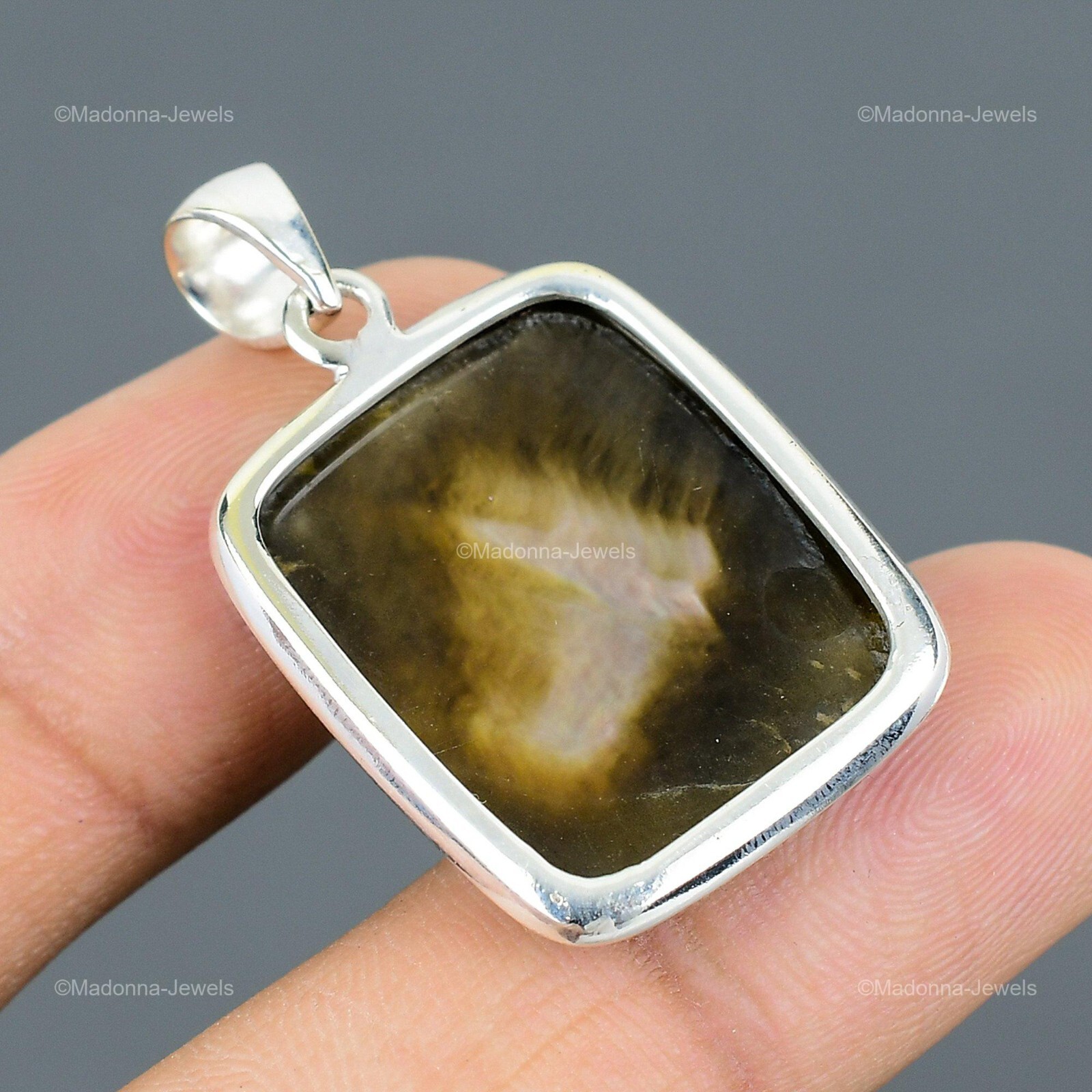 Mothers day Sale Sterling Silver Radiant June Natural Mother Of Pearl Pendant
