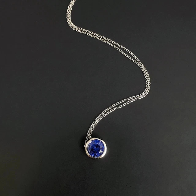2Ct Round Lab Created Blue Sapphire Women Solitaire Pendant 14k White Gold Over
