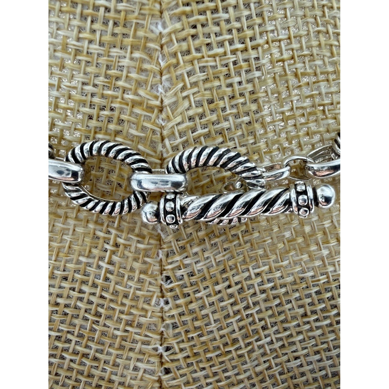 Sterling Sliver 925 Heavy Oval Twisted and Polished Toggle Link Necklace. #J0042