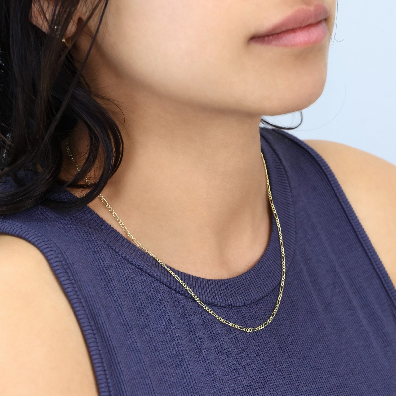 10K Yellow Gold Thin 2mm Figaro Chain Italian Link Necklace Mens Womens 20″