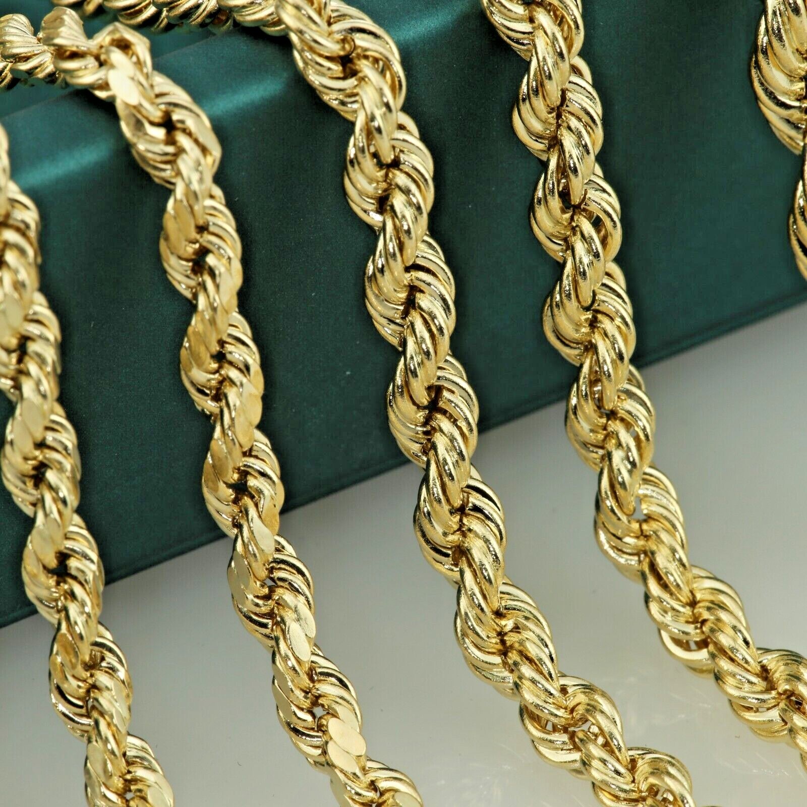 14K Real Solid Yellow Gold 2mm-6mm Rope Chain Italian Pendant Necklace 16″-26″