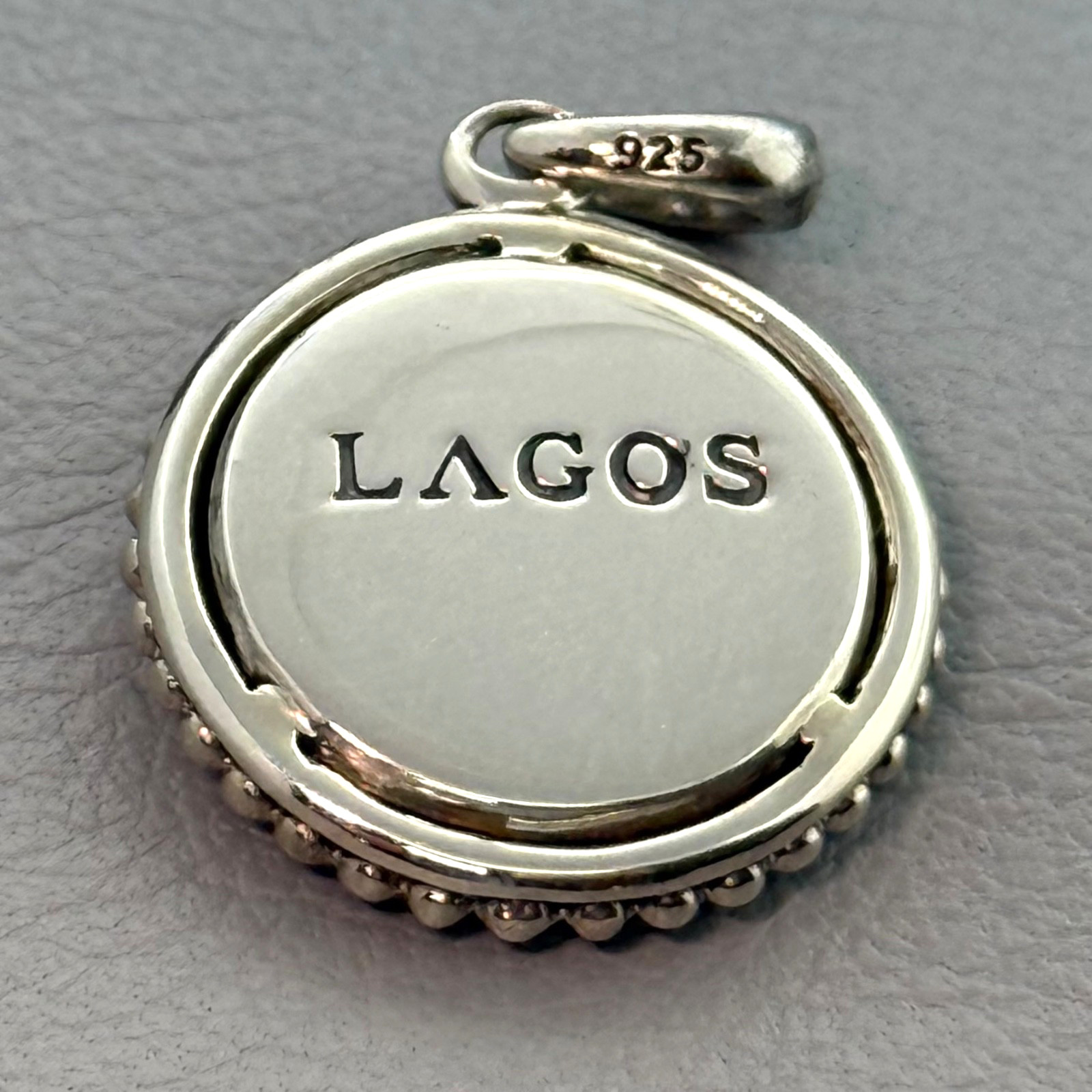 Lagos Men’s Sterling Silver 925 Lapis Anthem Circle Skull & Crossbones Pendant