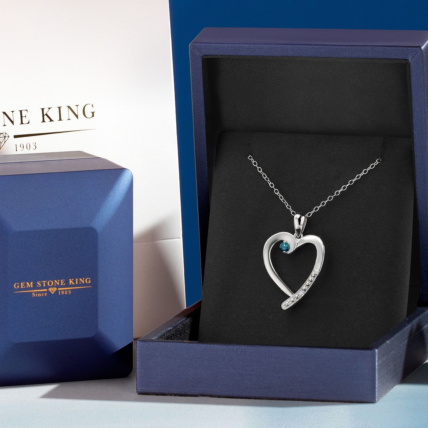 0.17 Ct Round Blue Diamond White Diamond 925 Sterling Silver Pendant