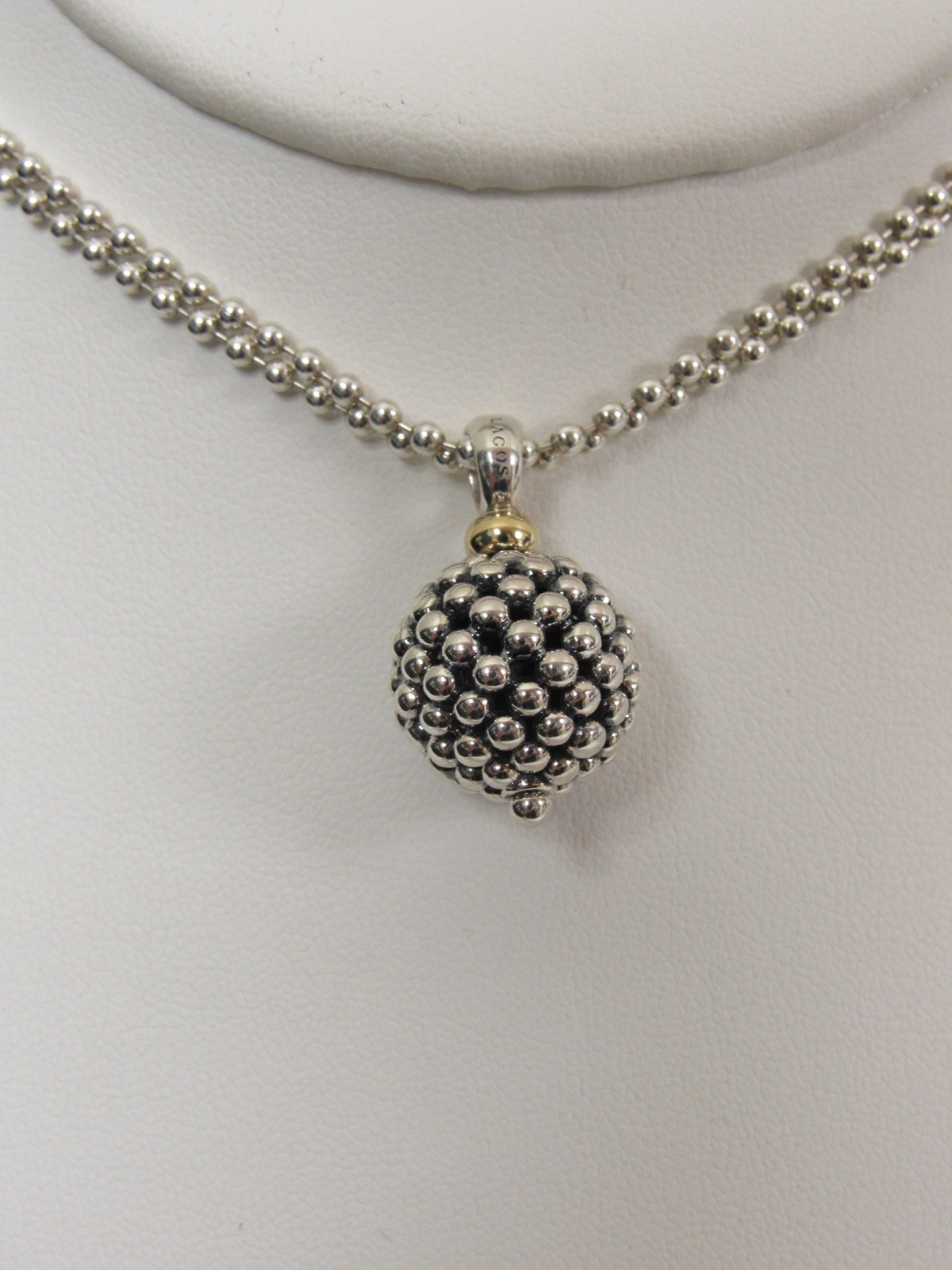 Designer LAGOS Sterling Silver Signature Caviar Beaded Ball Necklace