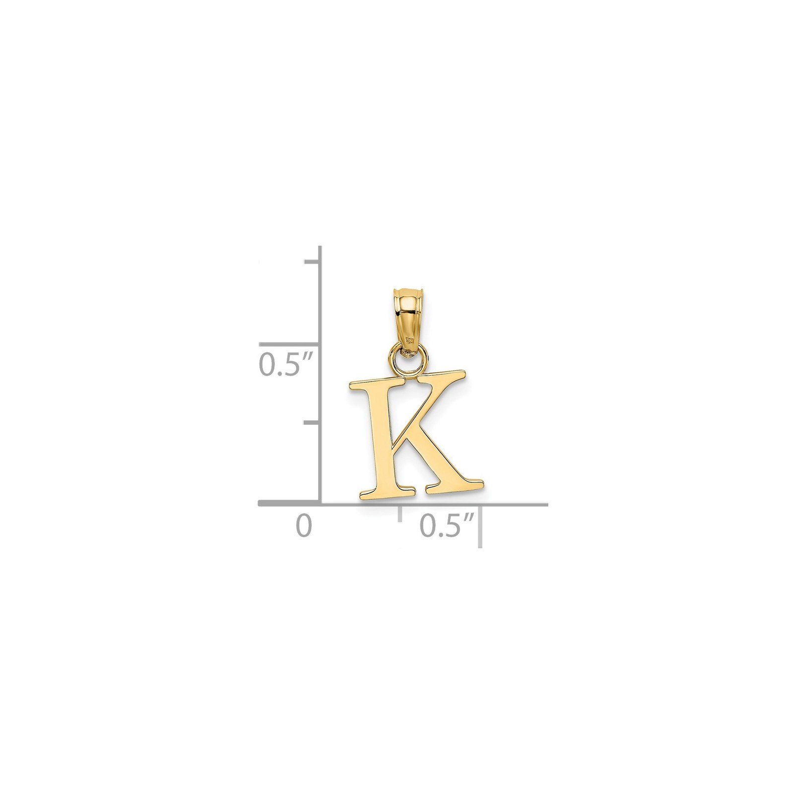 14k Yellow Gold Block Letter K Initial Pendant Charm Personalized