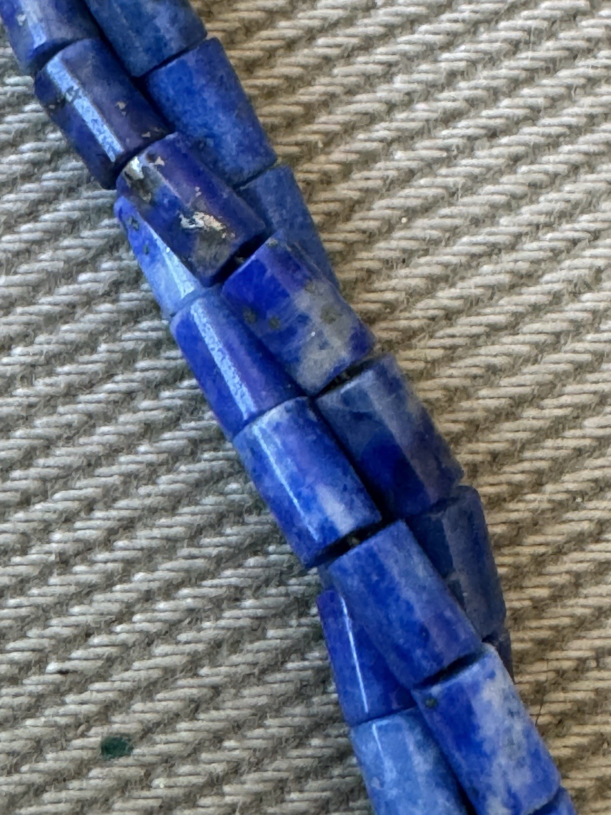 Vintage Lapis Lazuli Bead and Sterling Silver Adjustable Clasp 19.5” Necklace