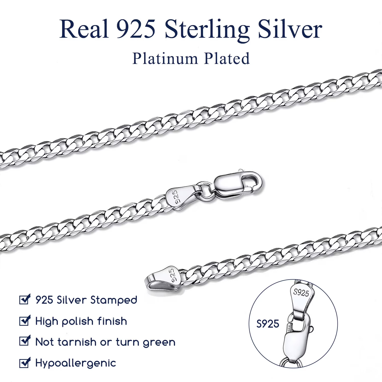 925 Sterling Silver Necklace 24″