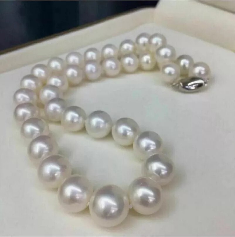 GENUINE NATURAL AAAAA 9-10MM Australian south sea white pearl necklace 18″