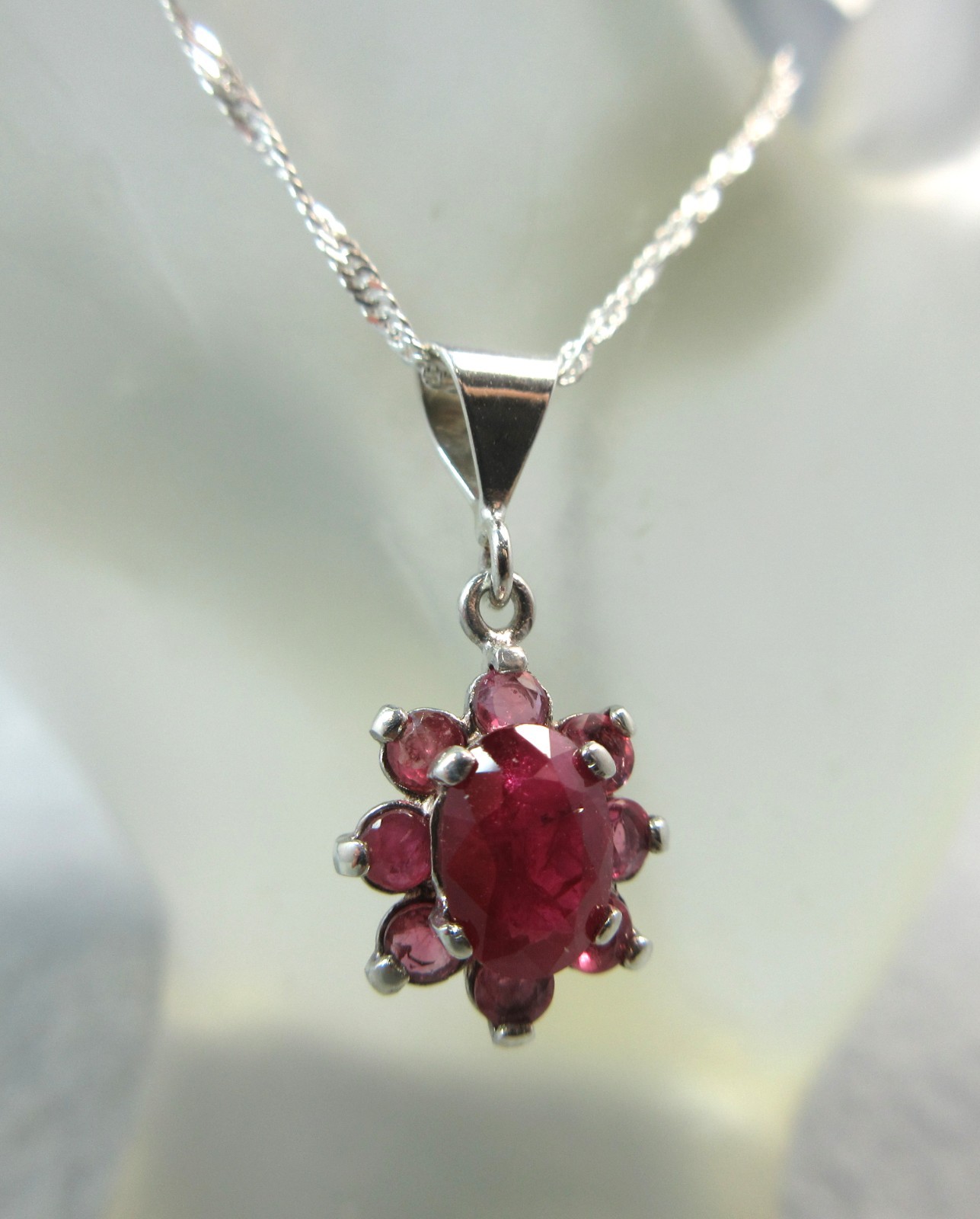 RUBY NECKLACE – Genuine Handmade Rich Red 925 Sterling Silver with Ruby Accents