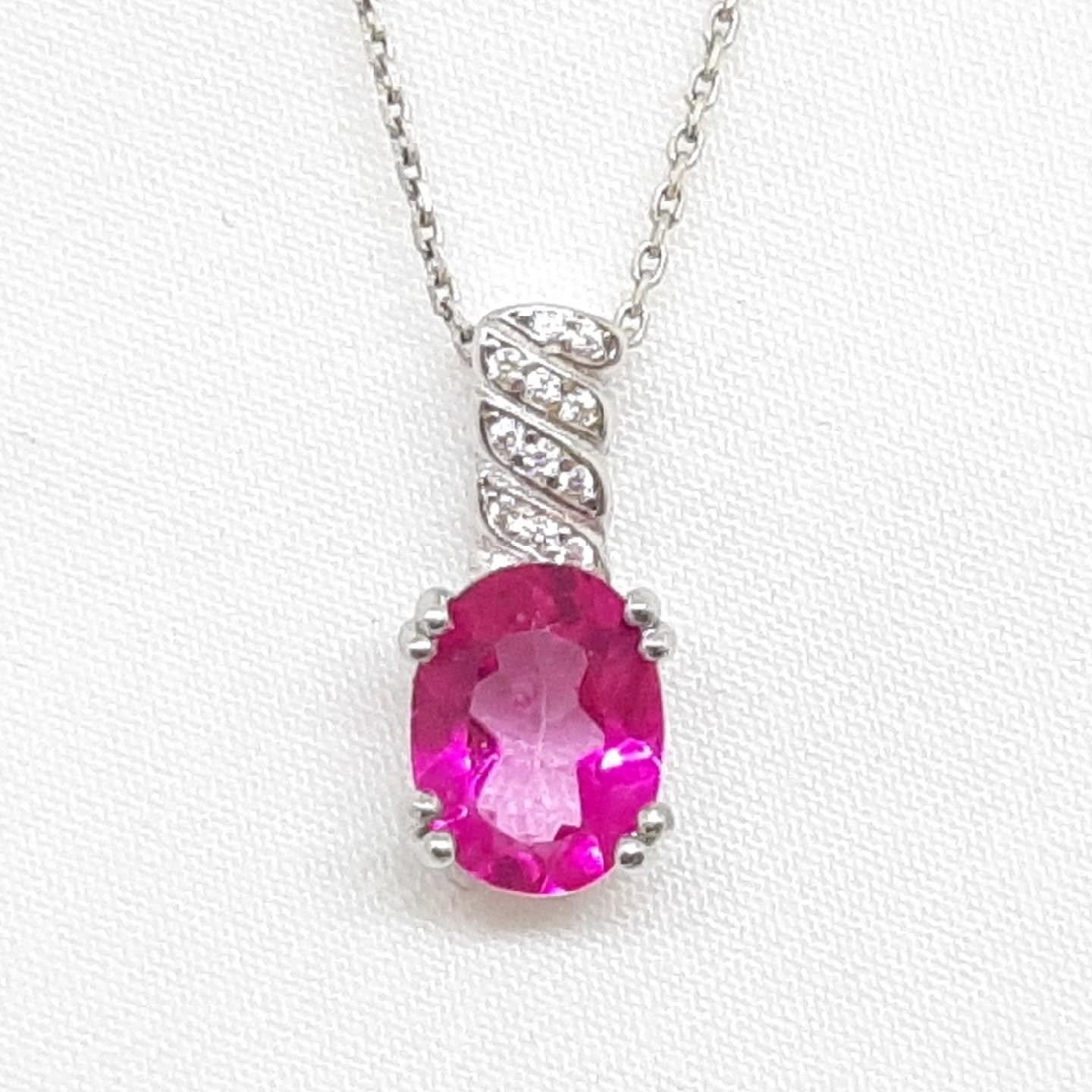 World Class 2.50ctw Pink Topaz & White Sapphire 925 Sterling Silver Pendant