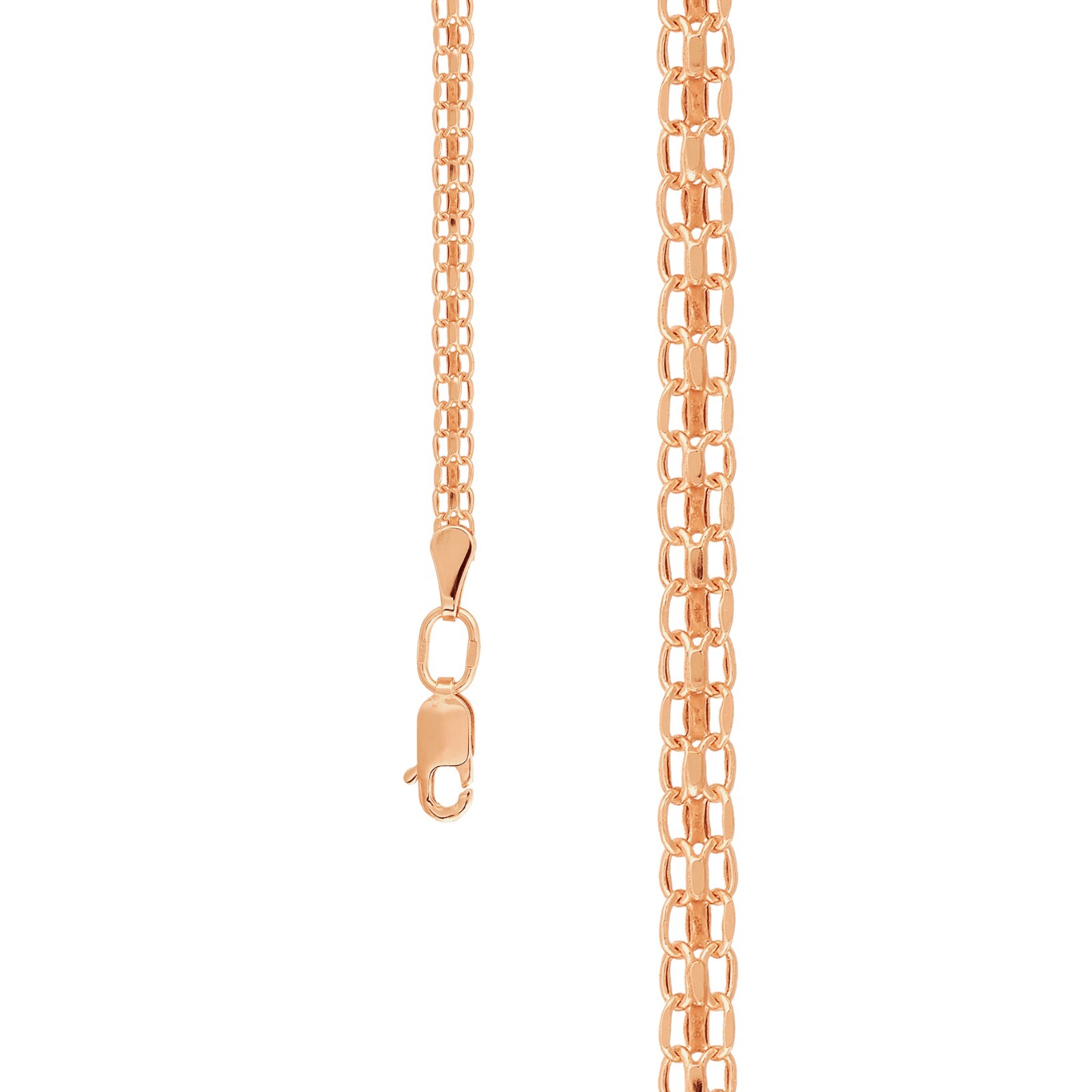 14k /585 Red Gold 3mm Bismark Flat Chain Necklace Gold Chain 45 cm (18”)