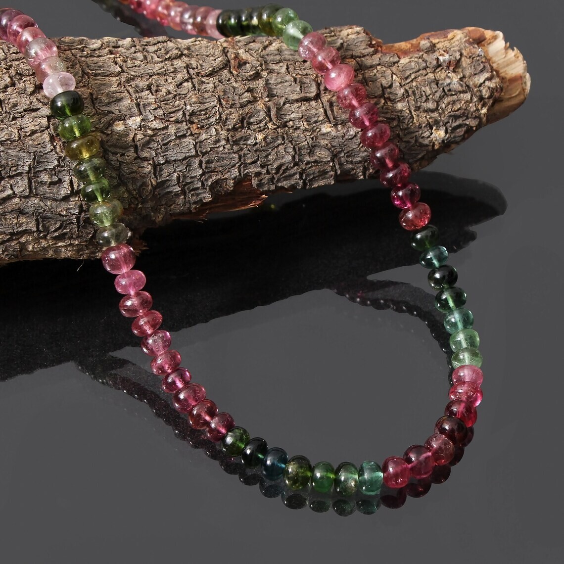 A+ Beautiful Multi Watermelon Tourmaline Gemstone 3-5MM Beads 18″ Women Necklace