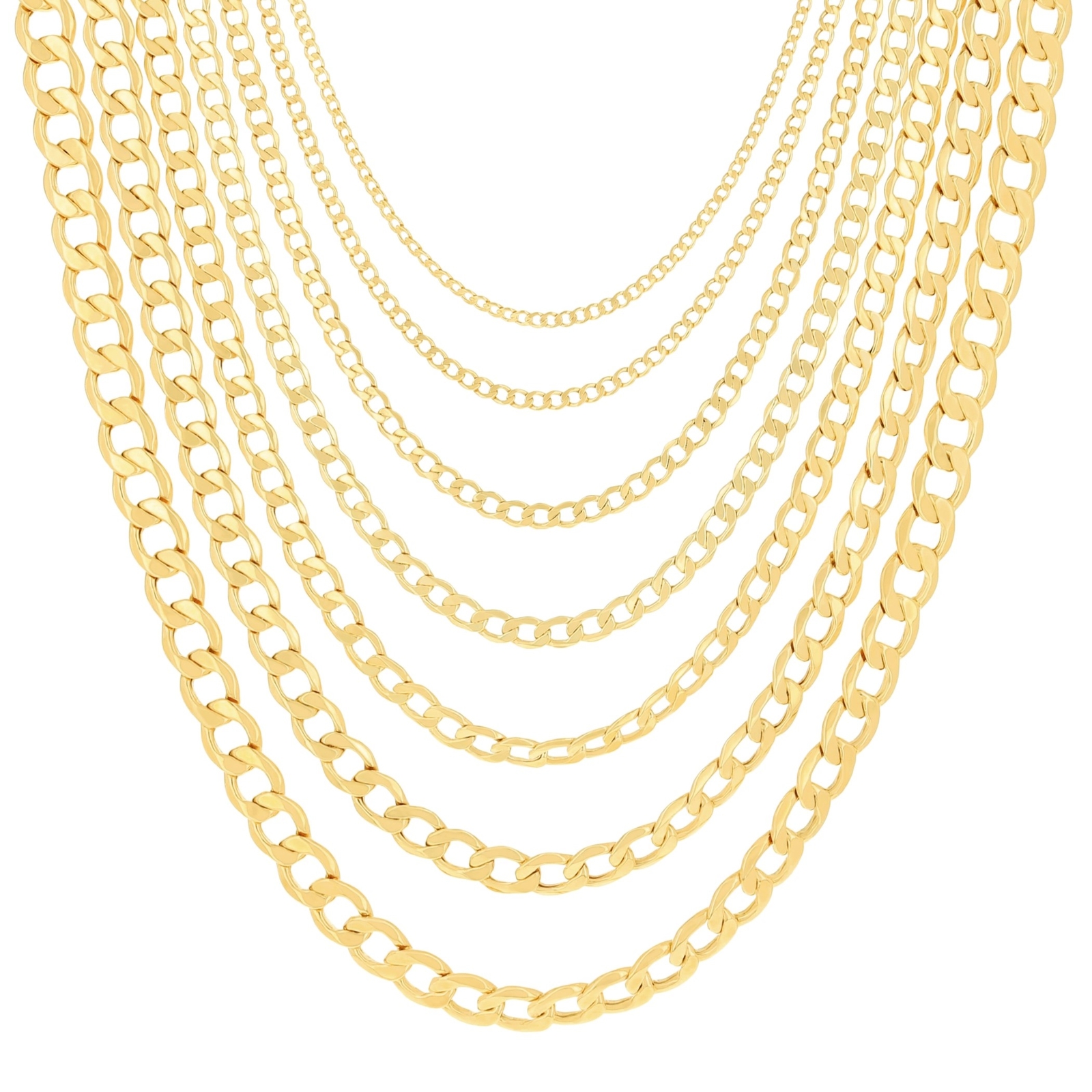 14K Yellow Gold 2mm-7.5mm Cuban Link Curb Chain Necklace Mens Womens, 16″- 30″