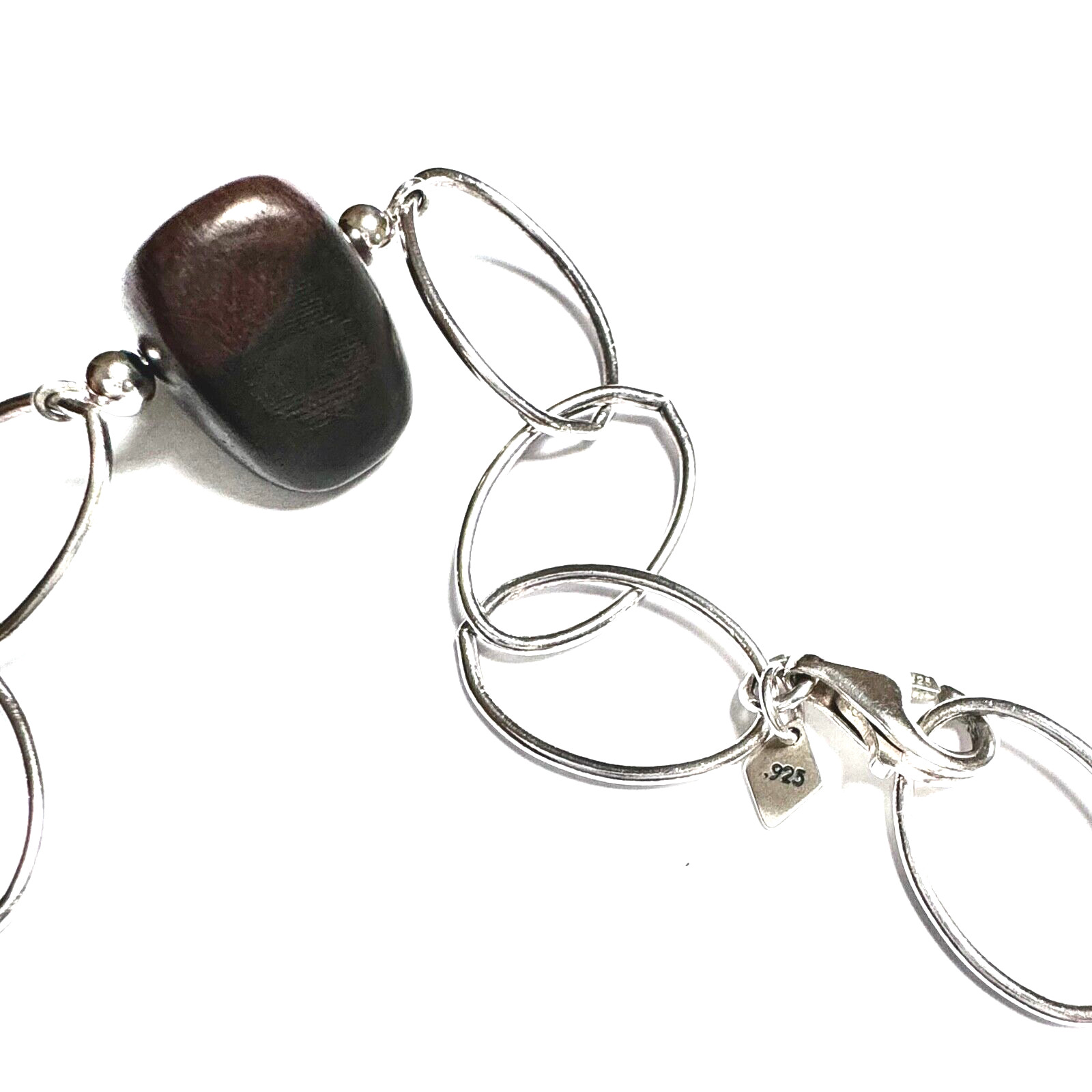 SILPADA Necklace Sterling Link Ebony Wood N1359 VERY GOOD CONDITION