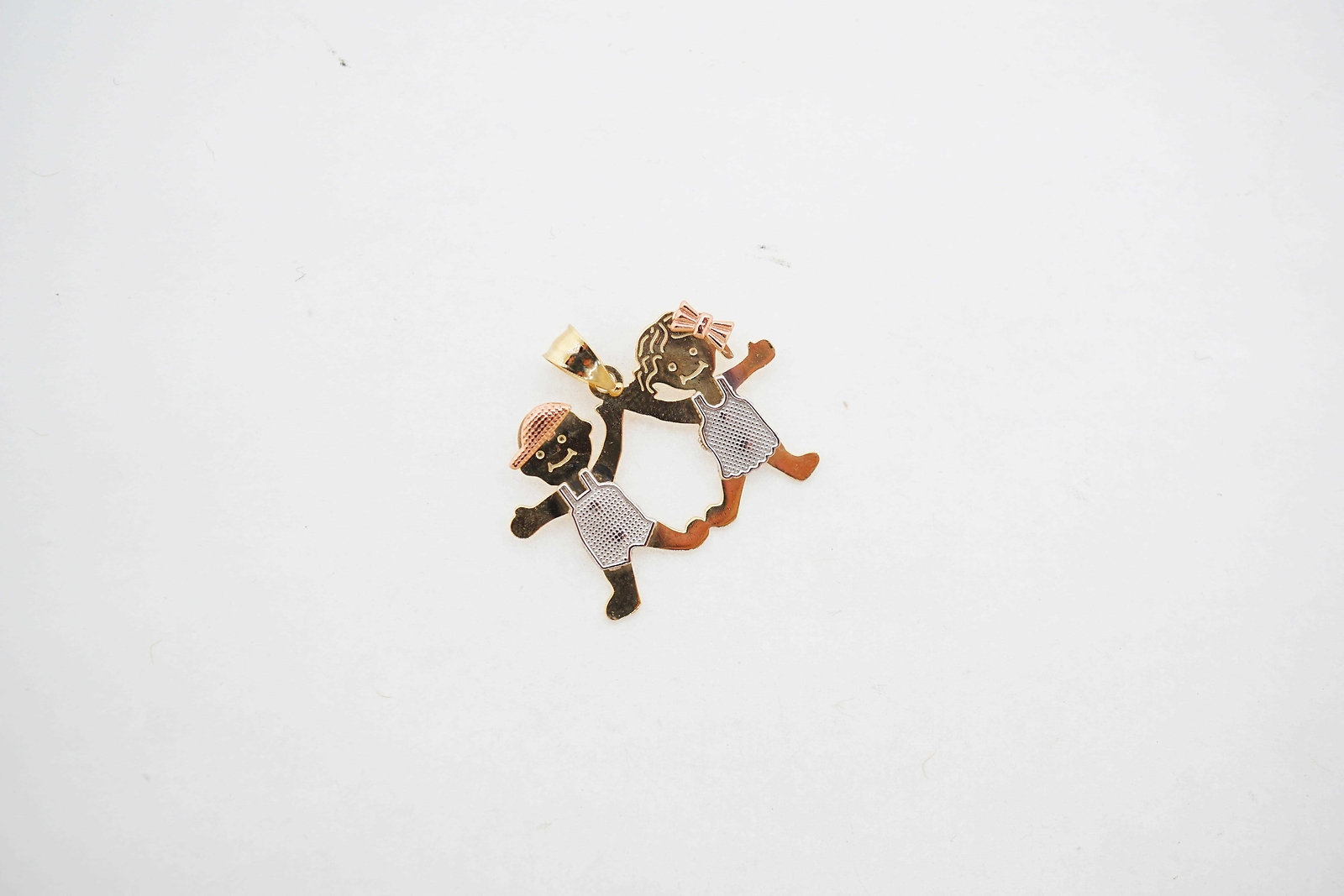 14K Multi-Tone Gold Unisex Boy Girl Pendant Charm 2.40g