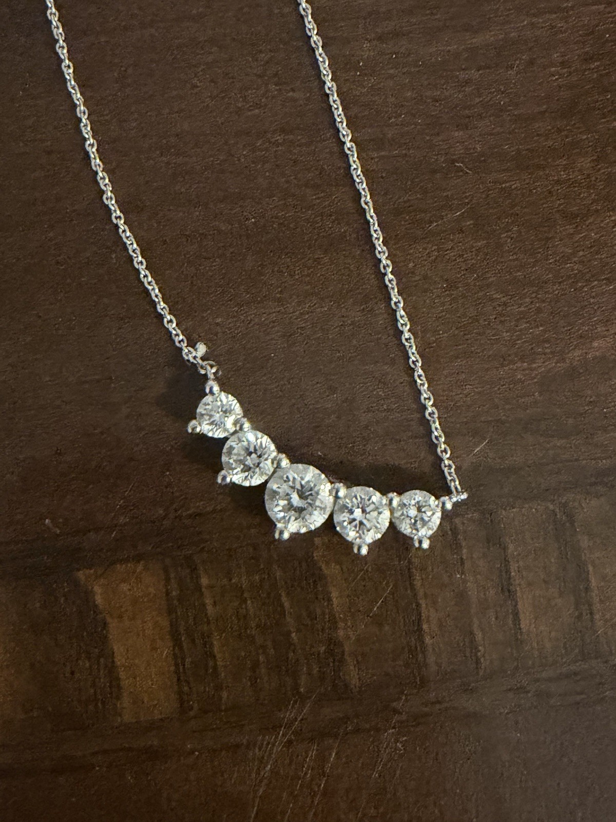 5ct Diamond Tennis Eternity Necklace 17 Inch 14K White Gold Natural