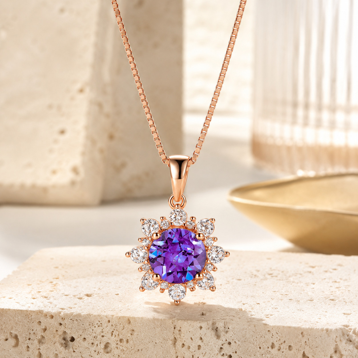 Alexandrite Necklace 925 Sterling Silver Color Changing Pendant Winter Jewelry